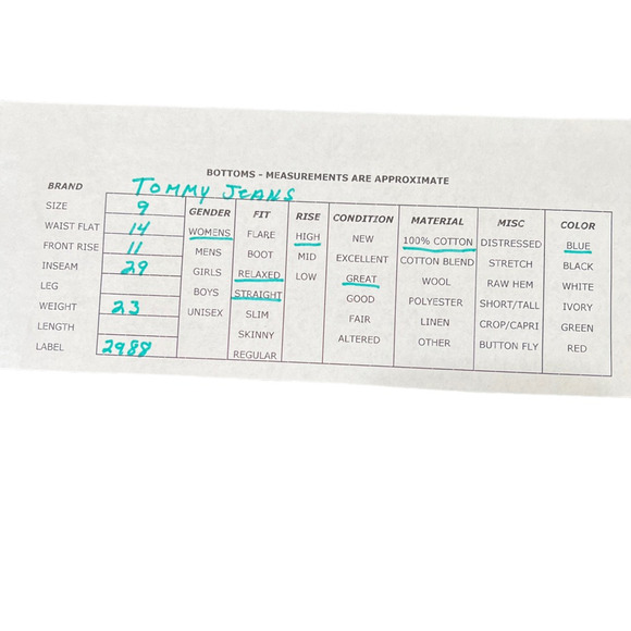 Tommy Hilfiger Juniors Straight Leg Jeans Blue Logo On Waist High Rise Juniors 9 - Picture 10 of 10